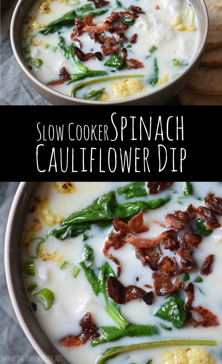 Slow Cooker Spinach Cauliflower Dip