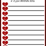 Things I Love About You Free Printable